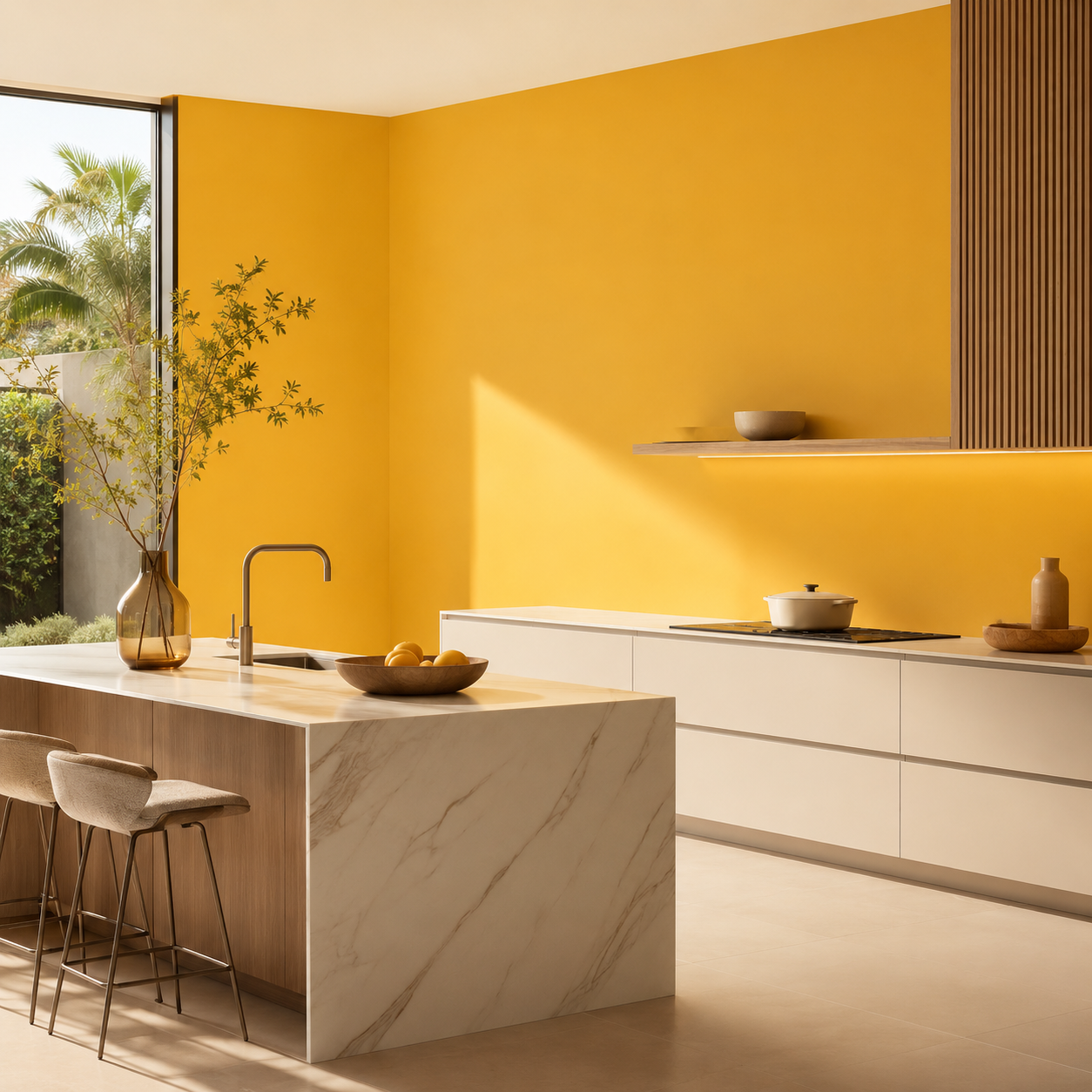 Yellow kitchen wall paint idea